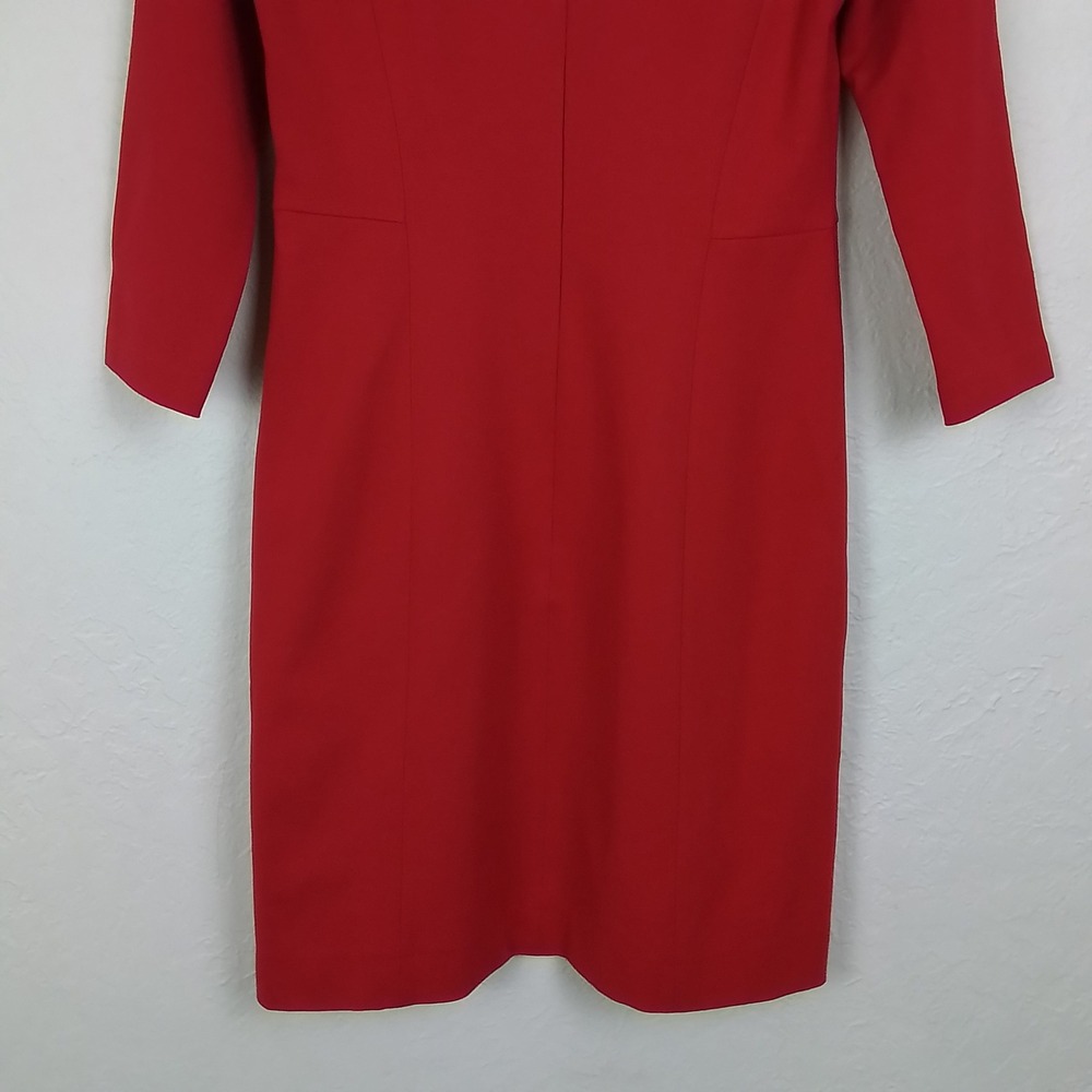 Talbots Red Sheath Dress 2 Heavy Thick‎ Cowl Neck 3/4 Sleeve Workwear Career - Picture 8 of 13